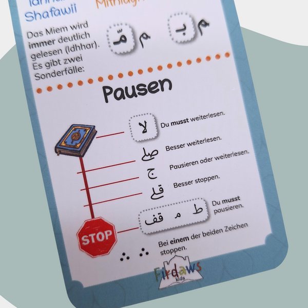 Tajwied Lesezeichen zum Lernen der Regeln zum Lesen des Quran