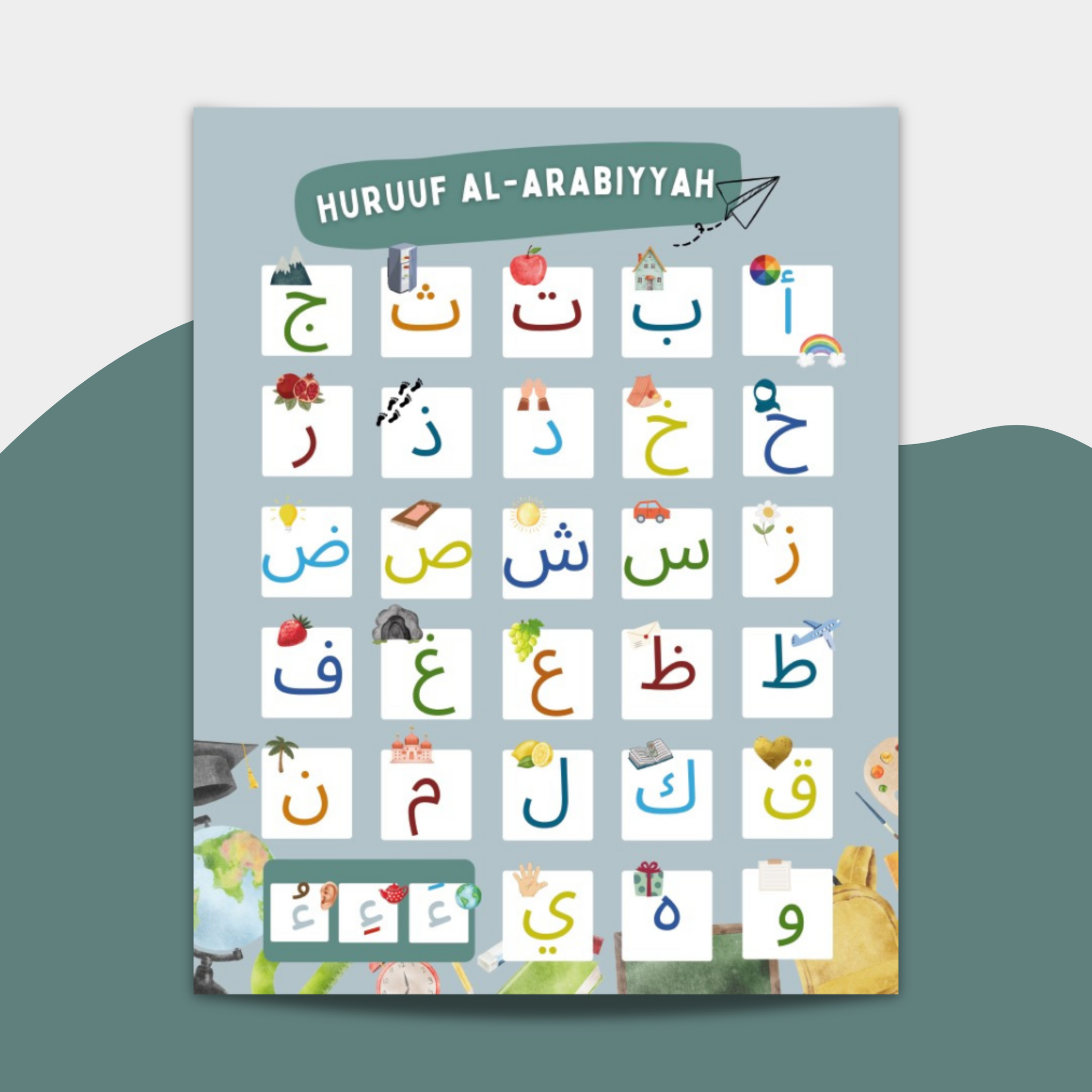 Islamisches Poster mit arabischen buchstaben Huruf al arabiyya